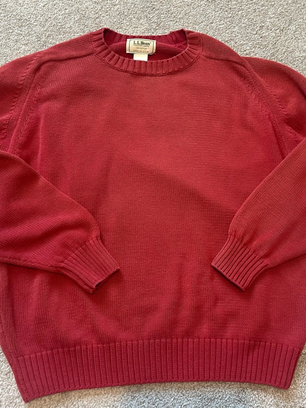 LL Bean Red Cotton Knit Sweater Men’s XL